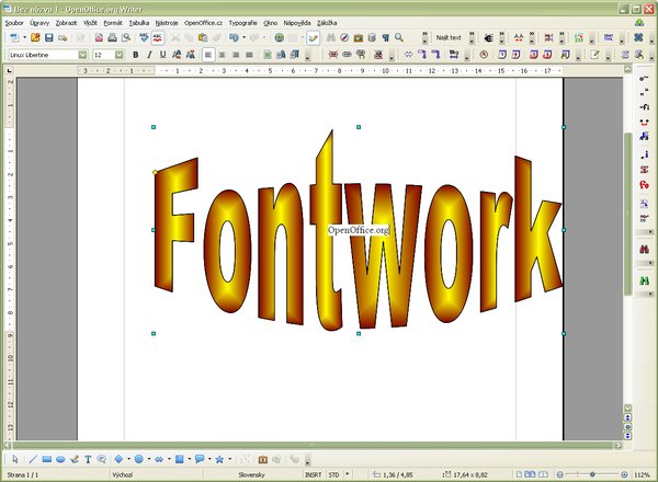Úprava textu „Fontwork“ na požadovaný text