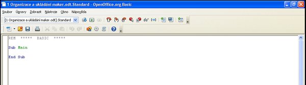 Automaticky vložené makro Main