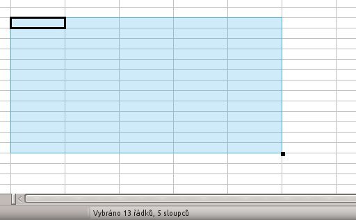 Zobrazení počtu vybraných řádků a sloupců (Petr Valach)