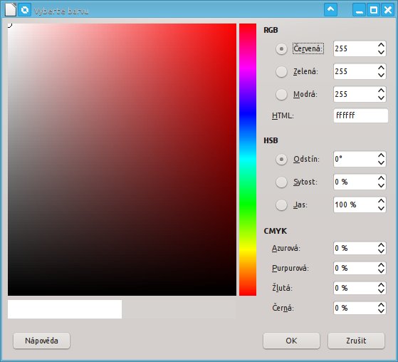 Dialog pro míchání barev, v této verzi nezměněn