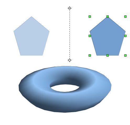 Je-li rotační osa vzdálená od objektu, bude mít výsledný objekt díru