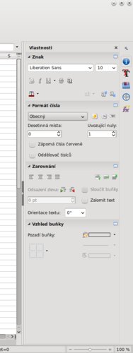 Postranní panel v LibreOffice