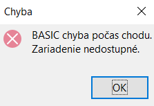 Pri neexistujúcej jednotke dostávame chybovú hlášku