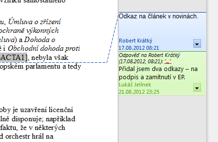 Poznámky/komentáře k dokumentu