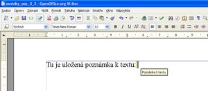 Poznámka v texte vo verzii OpenOffice.org 2.4.1