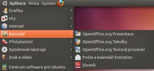 Výchozí vybavení Kanceláře v Ubuntu (OpenOffice.org Kreslení je v položce Grafika)