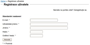 Registrace uživatele