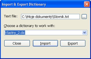 Vlastný import/export slovíčiek