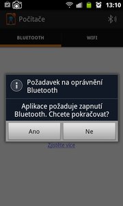 btDotaz na zapnutí komunikace přes Blutetooth