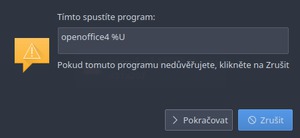 Upozornění při startu OpenOffice