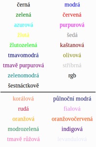 Příklady možných barev v Math