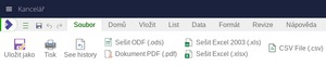 Karta Soubor s možností exportu do CSV