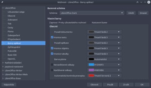 Barevné schéma LibreOffice Dark