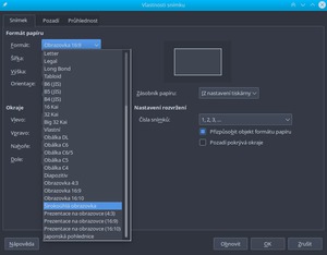 Dostupný formát snímků v Impressu