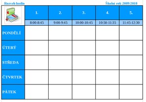 Rozvrh hodin pro nižší stupeň základní školy
