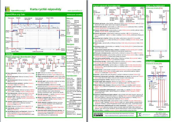 Karta rychlé nápovědy pro Calc