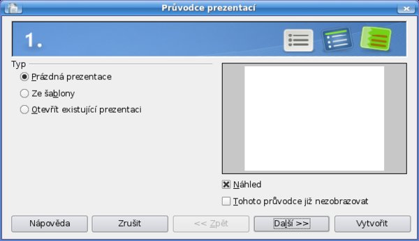 Průvodce prezentací – typ prezentace