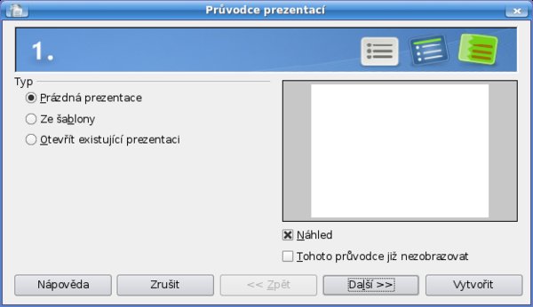 Průvodce prezentací – typ prezentace