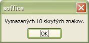 Oznámenie o počte vymazaných skrytých znakov