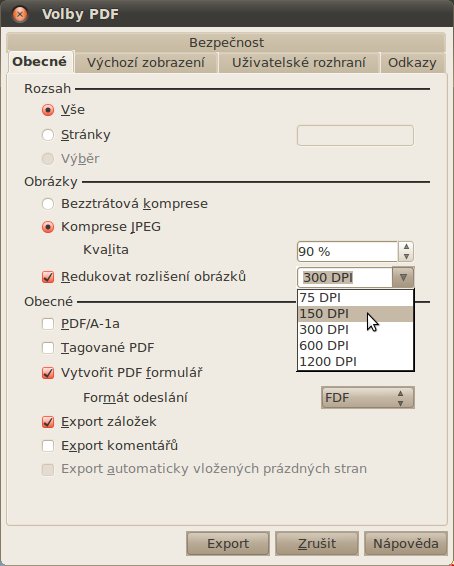 Změna rozlišení obrázků v PDF prezentaci