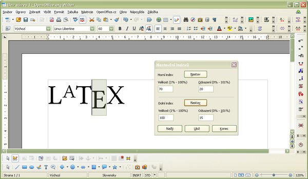 Ukážka sádzania „LaTeX“