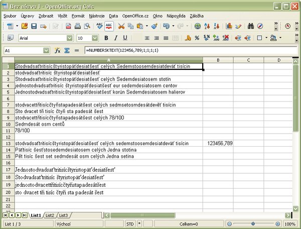 Ukážka použitia funkcií NUMBERSKTEXT a NUMBERCSTEXT