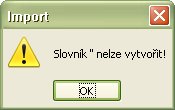 Oznam o tom, že slovník bez názvu sa nedá vytvoriť