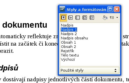 V dokumentu jsou použity styly první a druhé úrovně