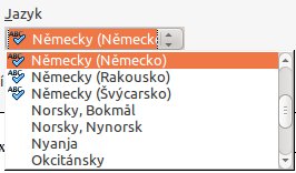 Výběr jazyka prostřednictvím klávesnice