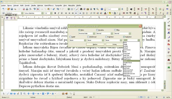 Príprava parametrov textu