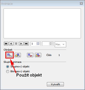 Označený objekt vložíme do animace stisknutím tohoto tlačítka
