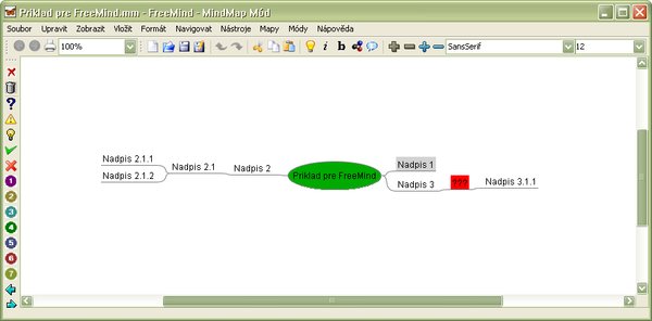 Exportovaná osnova v aplikácii FreeMind