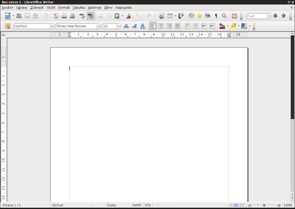 Takto vypadá LibreOffice Writer 3.3.3 ve výchozí konfiguraci