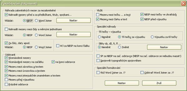 Finální vzhled okna Formátování dokumentů