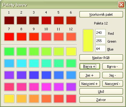 Úprava prvej farby pomocou tlačidiel „Farba“