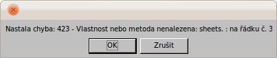 Příklad výpisu chyby