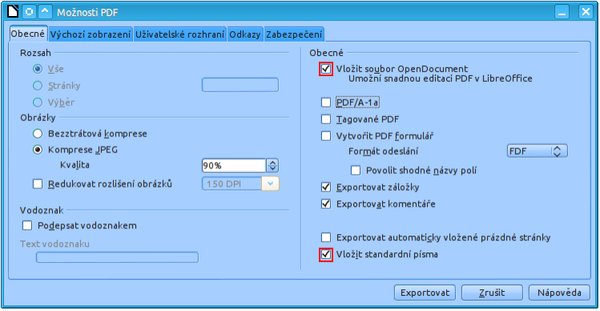 Nejdůležitější volby při ukládání hybridního PDF souboru