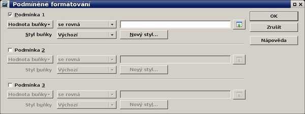Dialog podmíněného formátování