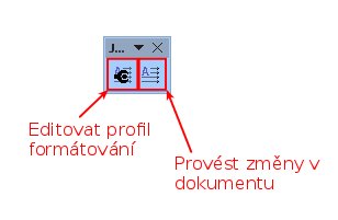 První tlačítko pro úpravu profilu, druhé pro provedení změn