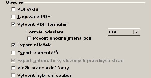 Obecné volby exportu﻿ 