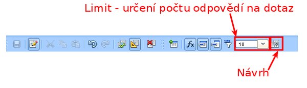 Rozbalovací nabídka Limit pro upřesnění počtu odpovědí na dotaz