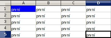 Výsledek příkazu – první buňka souvislé oblasti A1