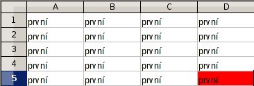 Výsledek příkazu – poslední buňka v souvislé oblasti D5