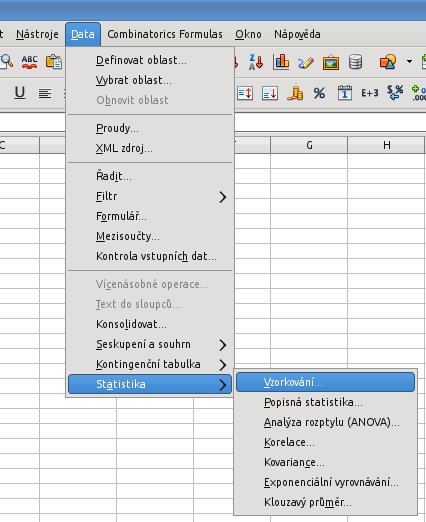 Balík statistických funkcí najdeme v nabídce Data