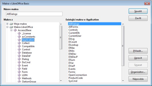 Nabídka maker v API Access2Base