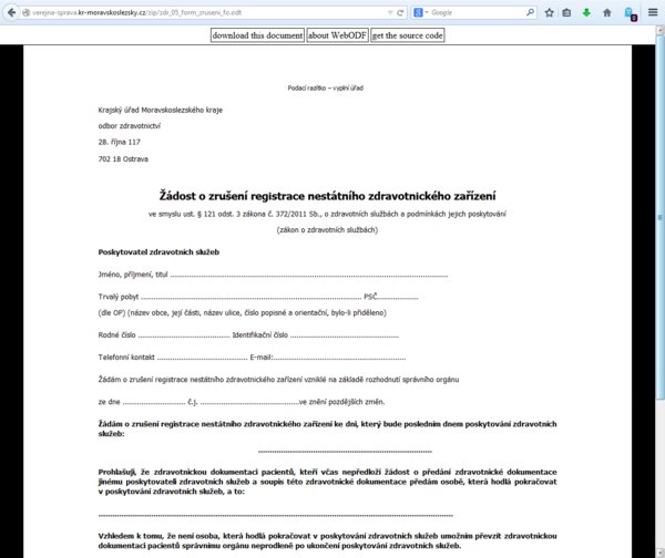 WebODF jako prohlížeč ODF dokumentů ve Firefoxu