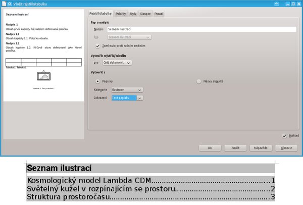 Příklad seznamu s popisem typu Text popisku﻿﻿﻿﻿