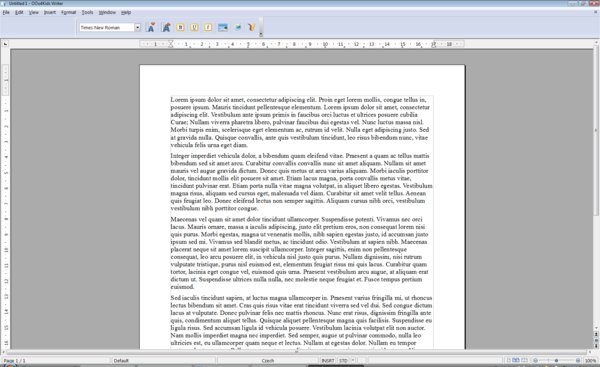 Standardní vzhled programu Writer v OOo4Kids