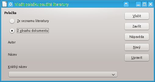 Vložení položky seznamu literatury﻿