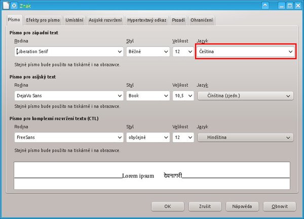 Najděte jazyk, který v LibreOffice není (Petr Valach)